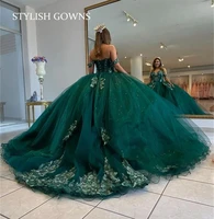 green off the shoulder ball gown puffy sweet 16 dress beaded quinceanera dresses lace up back 15 year party gown