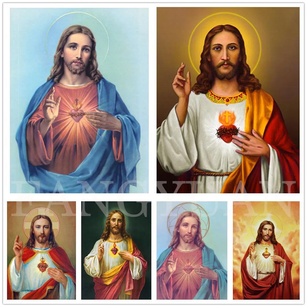 

5D Diy Full Drill Religious Diamond Painting Sacred Heart of Jesus Diamond Mosaic Christian Embroidery Cross Stitch Home Decor