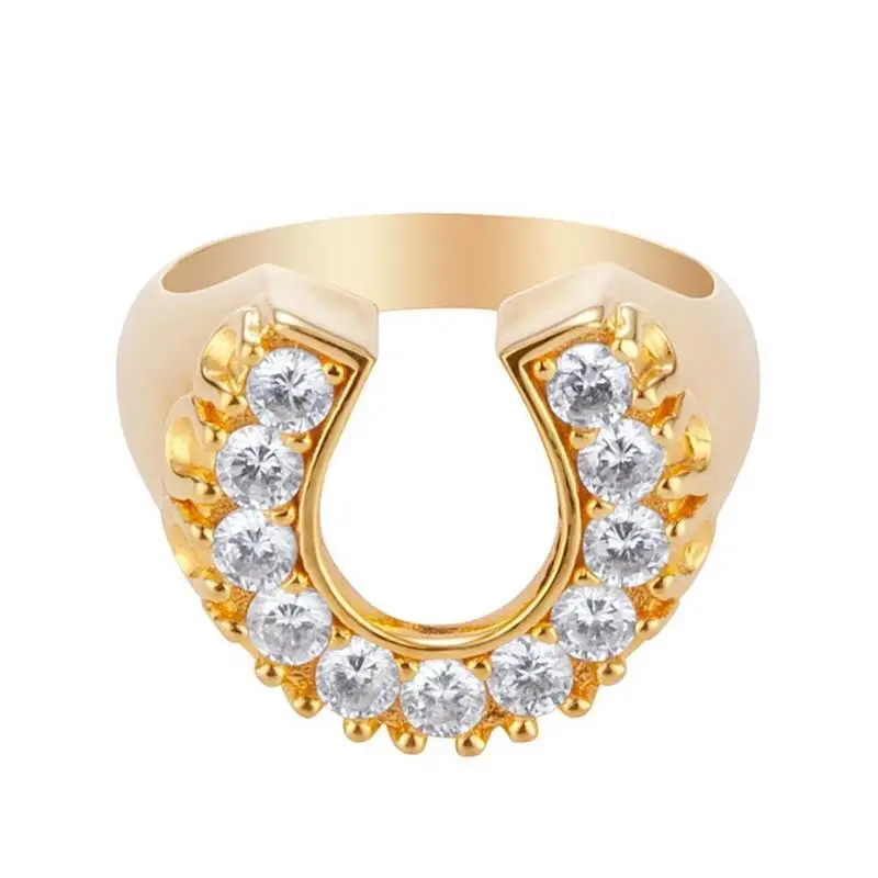 

Surflove Horseshoe Ring U-Shaped Ring Smooth Horseshoe Inlaid Zircon Exquisite Horseshoe Ring Jewelry Gifts Boys Gifts