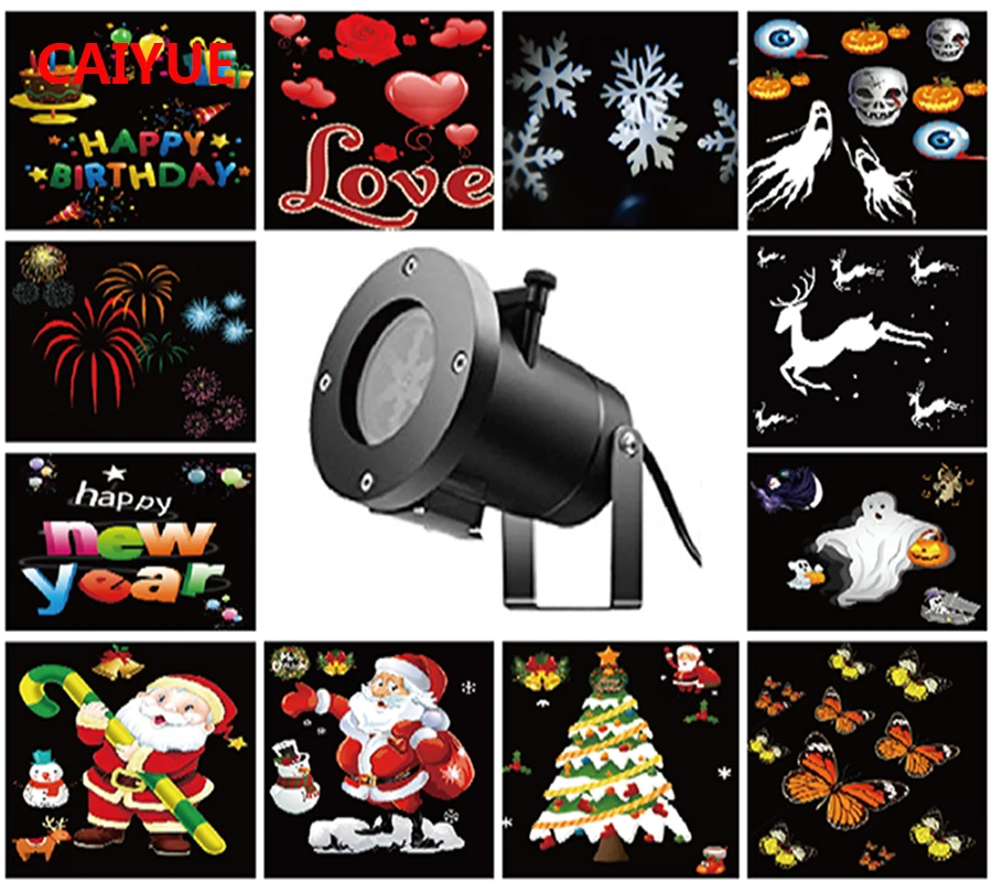 

12 patronen Kerst Projector laser LED Waterdichte Sneeuwvlok Nieuwjaar party Home Decoratie tuin landschap lampen