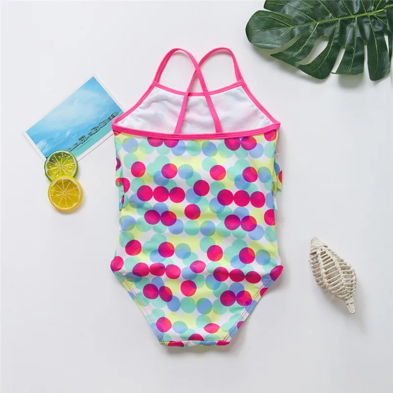 2020 Summer Cute Baby Girls Swimwear One Piece Dot Beach Swimsuit Kid Children Swimming Costumes Bikini | Мать и ребенок