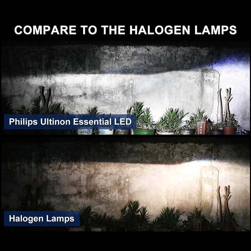 2 шт. Philips светодиодный ные фары лампы H7 H4 H11 H16(JP) HB3 HB4 9005 9012 HIR2 6000K Противотуманные