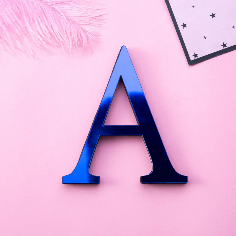 Свадебные буквы "Love" Английский 3D зеркальные настенные наклейки синий Алфавит домашний декор с логотипом для стены дома украшения из акрила с буквенным принтом - Цвет: A