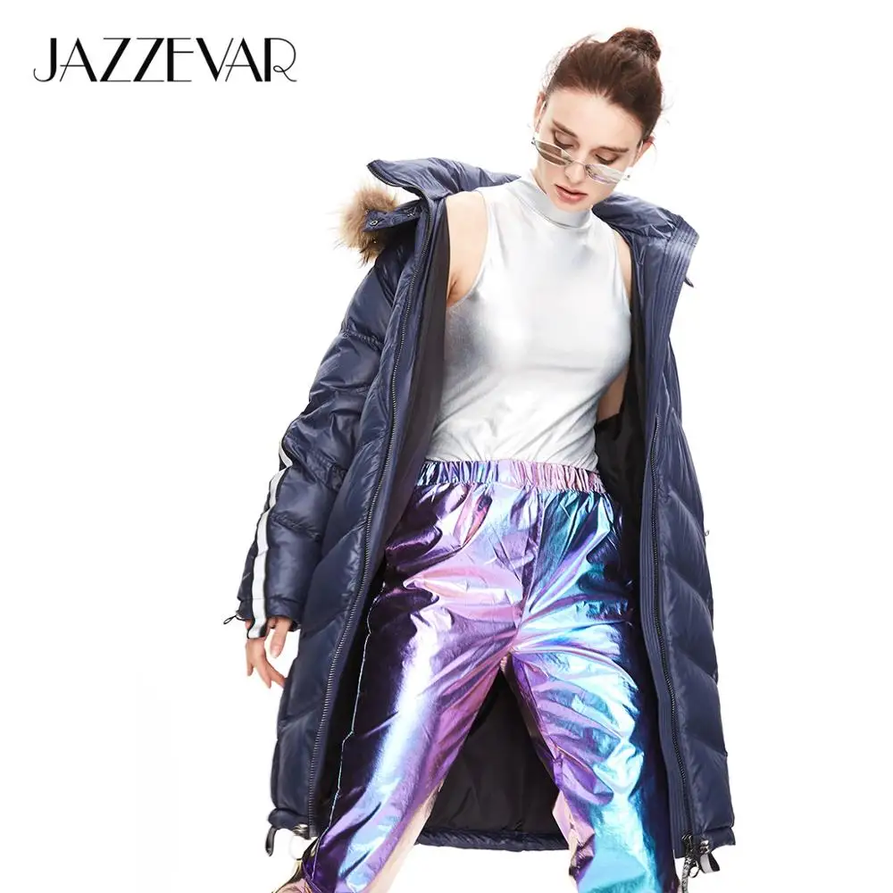JAZZEVAR 2022 Winter New Arrival Women Down Jacket with A Fur Collar Fashion Style with A Hood Long Clothes