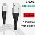 3A Тип USB C кабель типа C микро USB кабель 0,25 на возраст 1, 2, 3 м длинные мобильный телефон кабели с Зарядное устройство Type-C кабель USB-C кабели для передачи данных