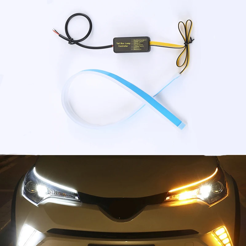2x ультратонкие автомобильные DRL светодиодный гибкие дневные ходовые огни белый