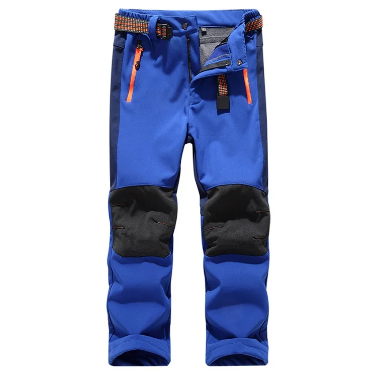 Dark Blue JACKSANQI/Походные штаны для мальчиков и девочек Детские Зимние теплые леггинсы детские уличные водонепроницаемые флисовые брюки для катания на лыжах RA292 - Цвет: Dark Blue