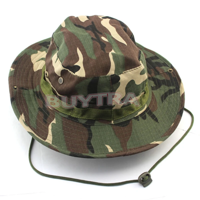 

1PC Classic US Combat Style Jungle Fishing Cap Men Women's Cotton Ripstop Camouflage Military Bucket Hat Sunshade Cap