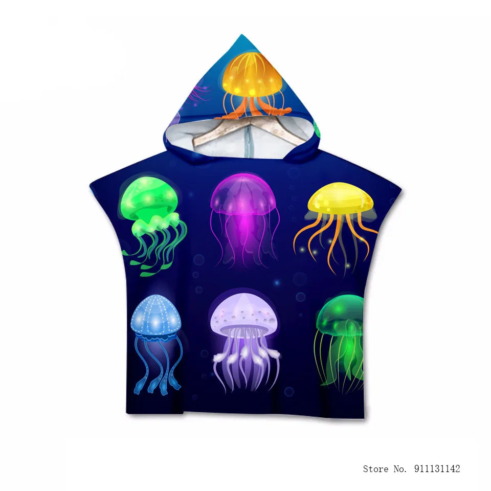 3D милые глубоководных существ детская водяной бане моды плащ с капюшоном