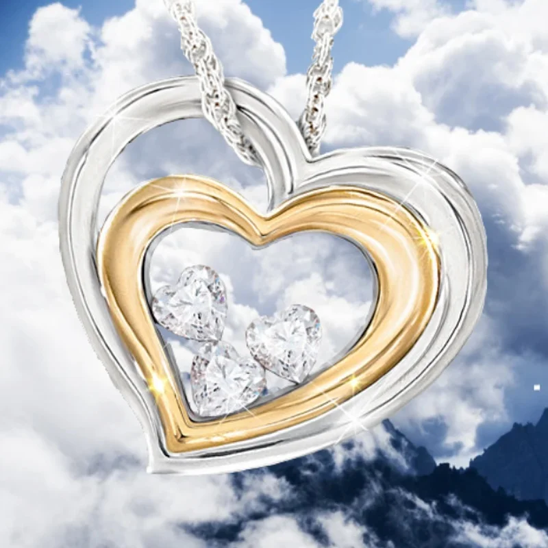

Popular romantic noble and elegant women's fashion eternal heart zircon pendant wedding charm jewelry Valentine's day gift