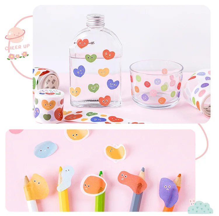 Kawaii лицо настроение конфеты бобы декоративная клейкая лента васи лента DIY Скрапбукинг маскирующая лента школа милые канцелярские принадлежности подарок
