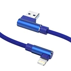 90 градусов USB зарядное устройство кабель для передачи данных для iPhone 6 S 6 S 7 8 Plus 5 5S X XR XS Max на iPad телефон шнур происхождения длинный 1 м 2 м 3 м Быстрая зарядка