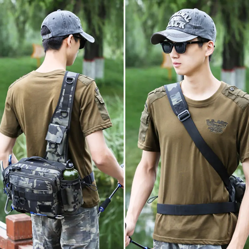 

Fishing Tackle Bag Single Shoulder Crossbody Bags Waist Pack Fish Lures Gear Utility Outdoor Storage Fishing Box Tactical Bag