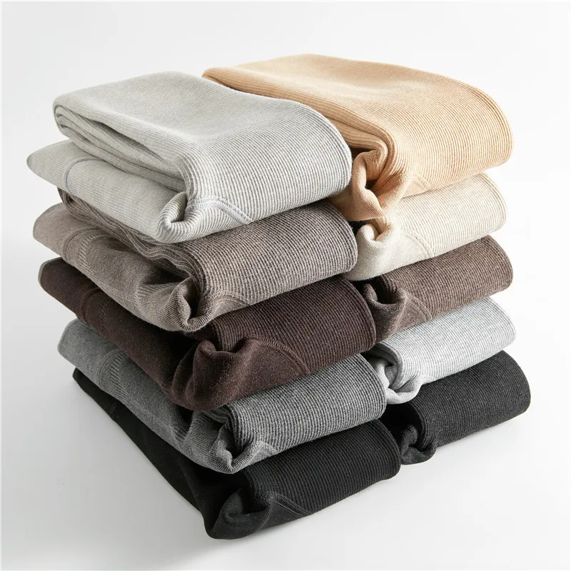 

Super Warm 400g Thicker Women's slim Corgi buttock Leggings cotton vertical strip Cashmere one-piece pants cashmere panties L6