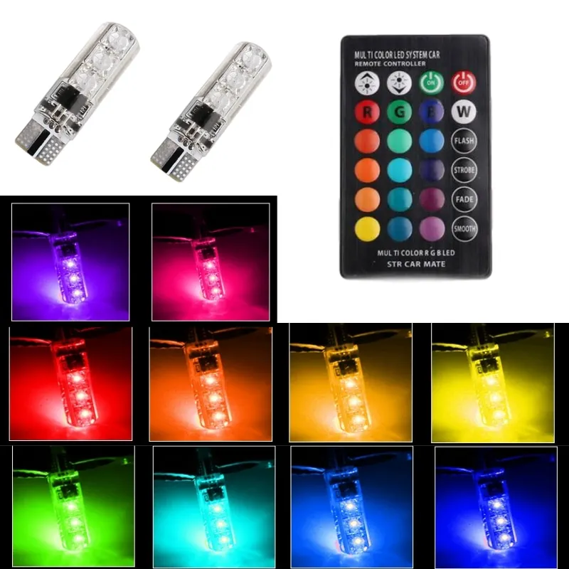 T10 RGB LED Bulb Car Dome Reading Light Automobiles Wedge Lamp for RALLIART Logo L200 Outlander ASX Lancer Pajero Eclipse | Автомобили и