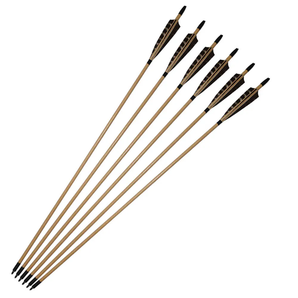 6 шт. деревянные стрелы для лука щит Турция перья 33 дюйма охоты на открытом