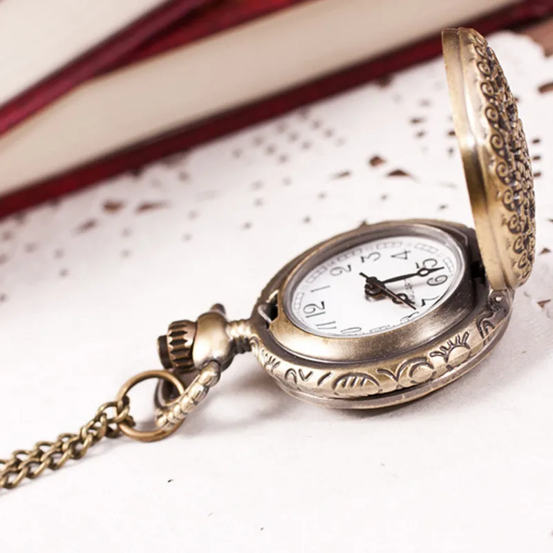 

Pop Fashion Woman Vintage Retro Bronze Quartz Pocket Watch Pendant Chain Necklace Drop Shopping Reloj De Bolsillo Women Watches