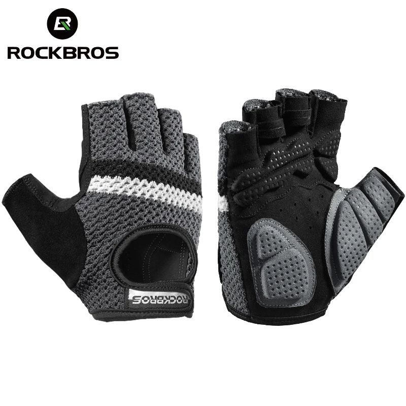 

ROCKBROS Women Men's Cycling Gloves Fitness Breatahble SBR Shockproof Fingerless Gloves Moto MTB Bike Gloves Bicycle Accessories