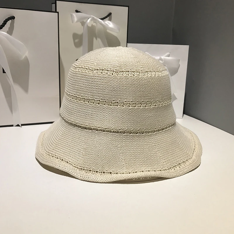 

New Fashion Korean Summer Short Brim Basin Hat Women Wild Knitted Straw Hat Literary Fisherman Hat Korean Bucket Hat Sun Hat
