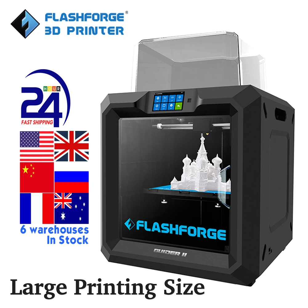 Günstig Flashforge Guider 2 Industrielle 3D Drucker Hohe Präzision Druck Größe 280*250*300mm Heizung Plattform Touchscreen Impresora 3D