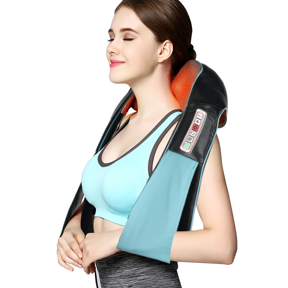 Multifunction Neck Massager Acupuncture Kneading Shoulder Massage Tool Infrared Body Health Care Equipment Car Home relieve pain | Красота и