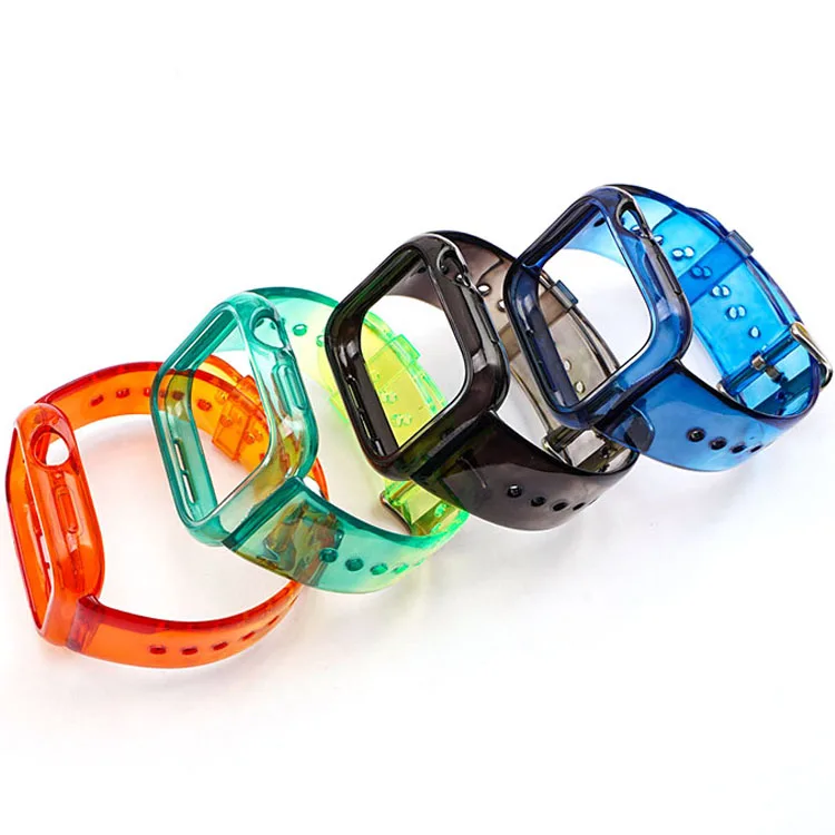 

Transparent Silicone Sport Strap for Apple Watch iwatch 6 5 4 3 2 SE 38mm 42mm 40mm 44mm Rubber Replacement Band Protective Case