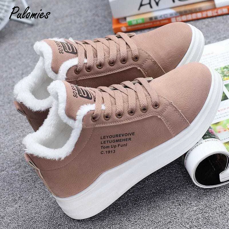 

Кроссовки женские сетчатые на плоской подошве, плюшевые удобные, с круглым носком, на шнуровке, спортивная теплая Повседневная обувь, зимни...