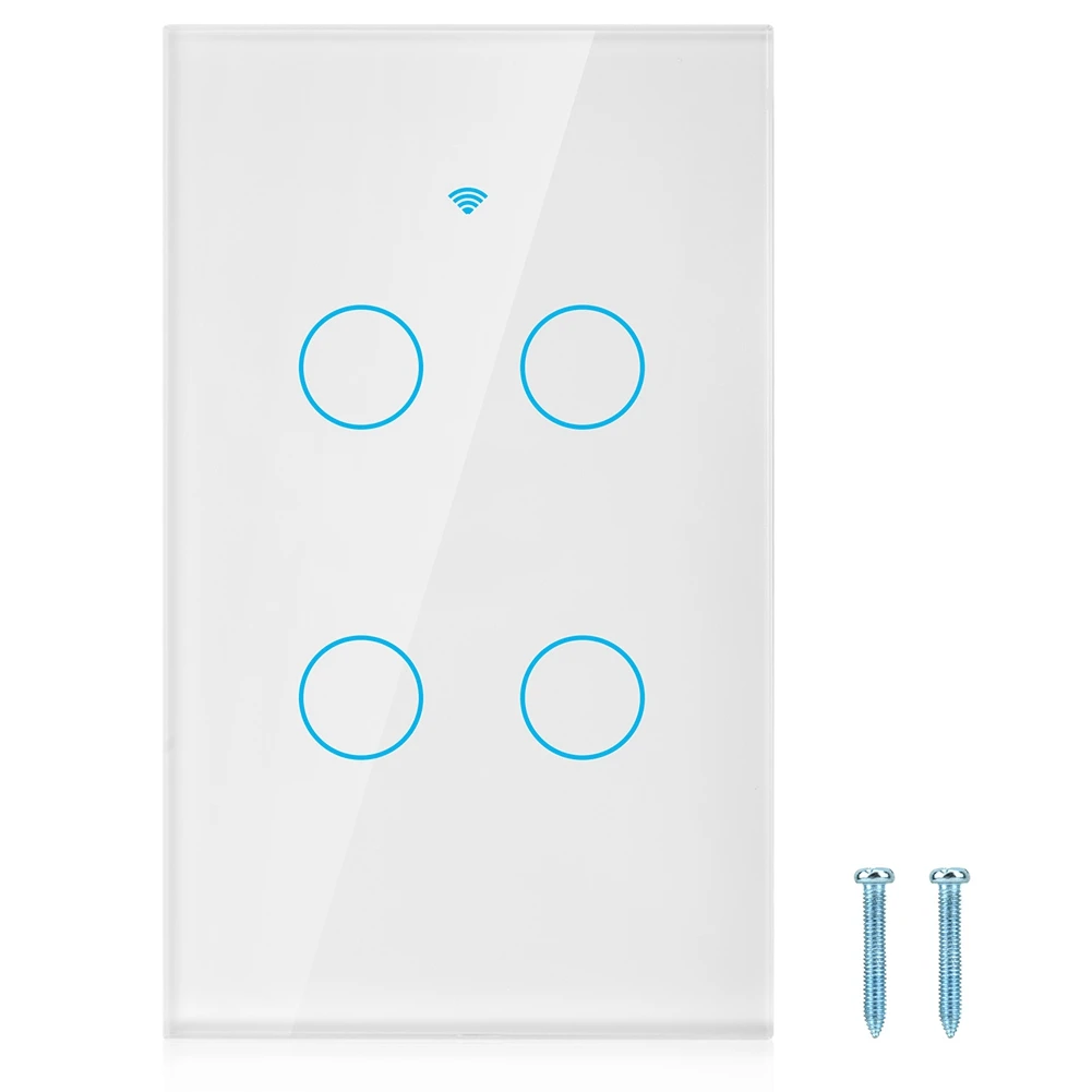 

WiFi Touch Screen Switch Single Circle for Alexa 4-Way AC 100-250V (White US Plug)
