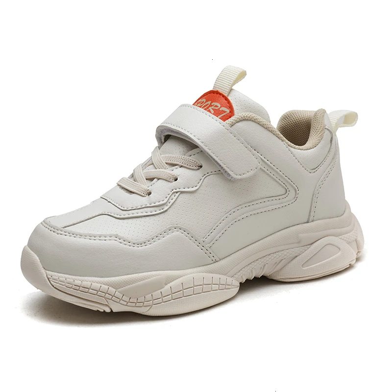 beige leather upper Детская обувь; Брендовая детская обувь для бега; нескользящая Водонепроницаемая корзина для обуви для мальчиков; зимние кроссовки для девочек; повседневная спортивная обувь - Цвет: beige leather upper