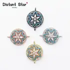 Латунный циркониевый браслет сделай сам со звездами, 0,6 * дюйма, для изготовления браслетов, ожерелий, ювелирных аксессуаров, соединительная фурнитура с круглым отверстием