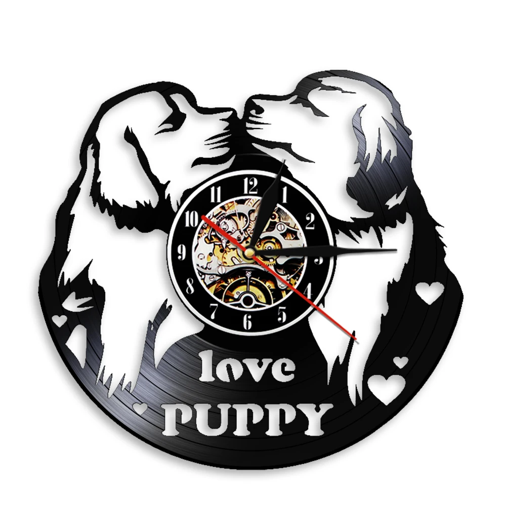 Love puppy Vinyl Record Wall Clock Modern Design Watch For Wall Decor For Children's Room Dog 3D Wall Watches Puppy Animal