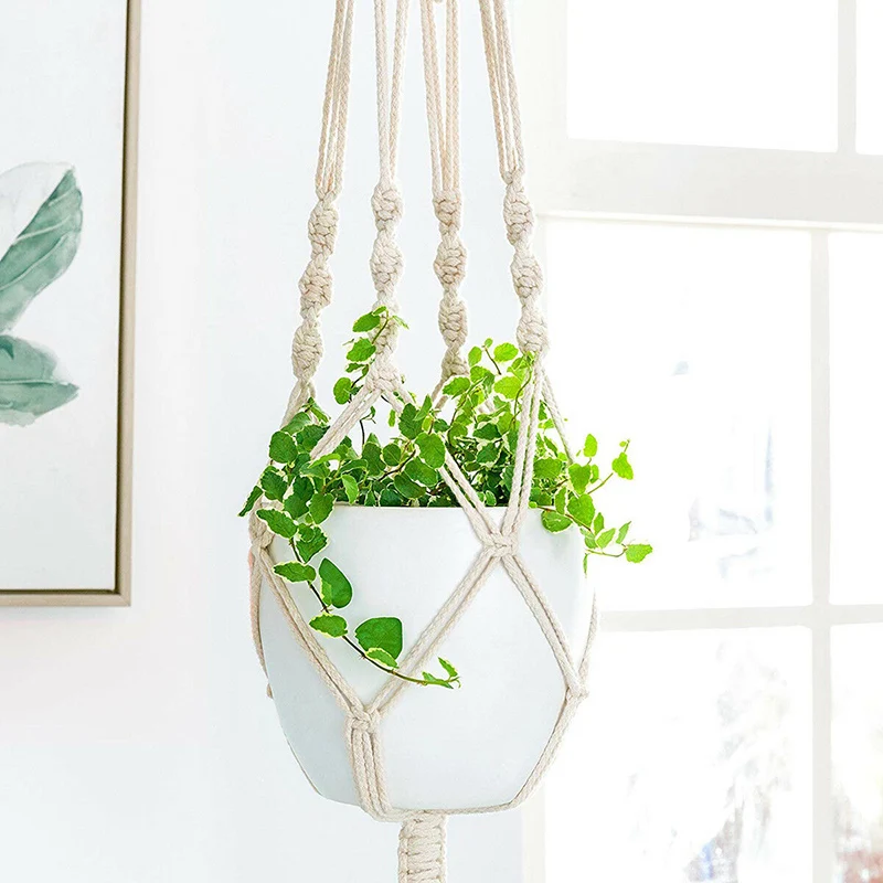 

2/4Pcs Macrame Plant Hanger Flower Pot Household Decoration Plant Holder 4 Legs String Hanging Rope Vases