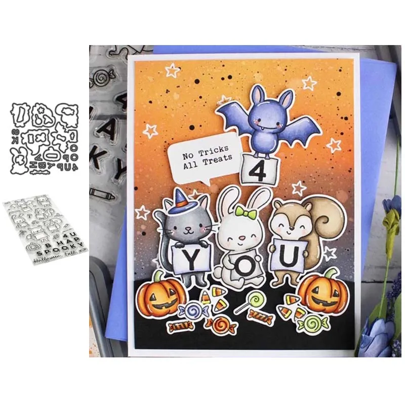 Металлические штампы с буквами животных и прозрачные для рукоделия скрапбукинга