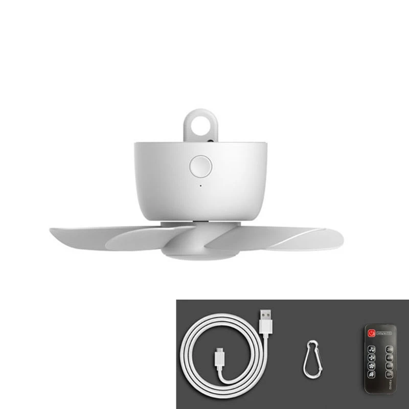 

8000mAh USB Rechargeable Remote Control Timing 4 Gears Ceiling Fan Cooling Hanging Fan for Tent Bed Camping Outdoor Home,Rechar