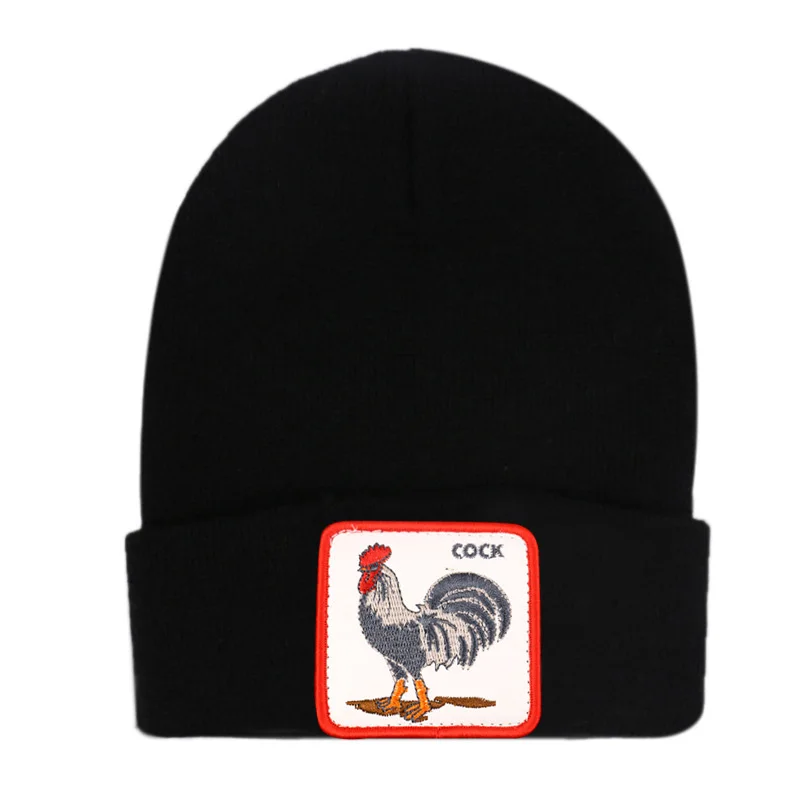 Мужская и Женская Зимняя Повседневная вязаная шапка с вышитыми животными