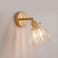 nordic simple copper glass background wall bedroom rotatable lamp