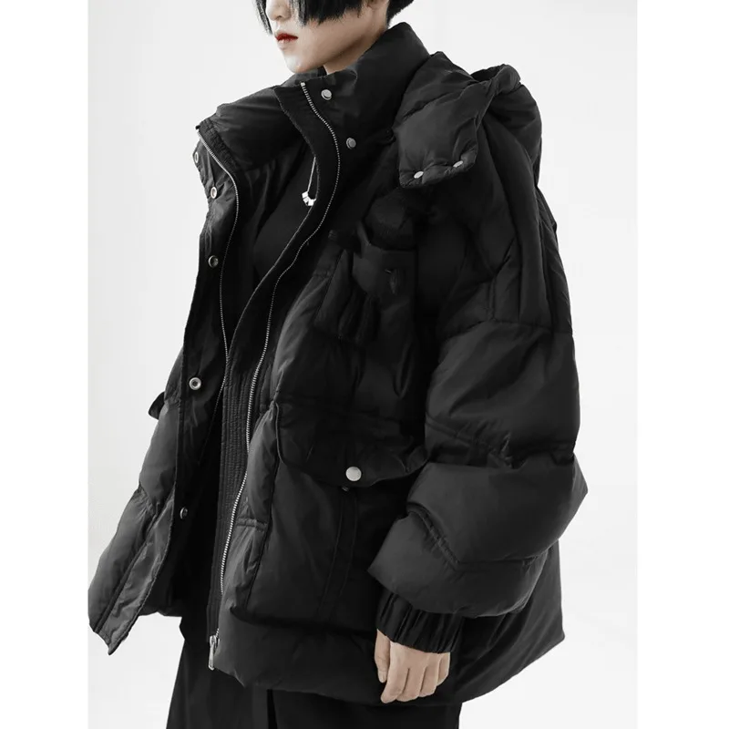 XUXI Women Short Cotton Clothes Winter 2021 Fashion Zipper Splicing Long Sleeve Hooded Coat Streetwear Thicken E4525
