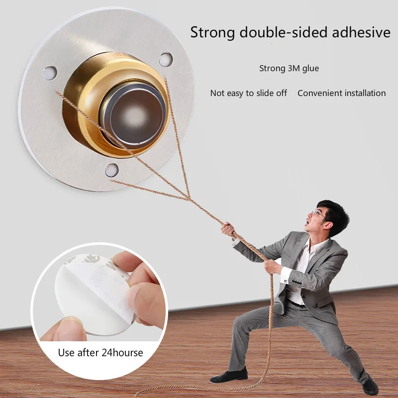 Magnetic Door Stop Stainless Steel Door Stopper, Door Holder Doorstop, 3M Double-Sided Adhesive Tape No Need to Drill