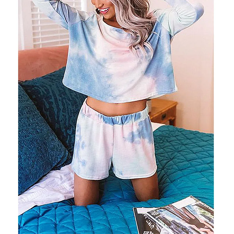 

Autumn New Style European and American Women's Tie-dye Printing Long-sleeved Casual Home Suit