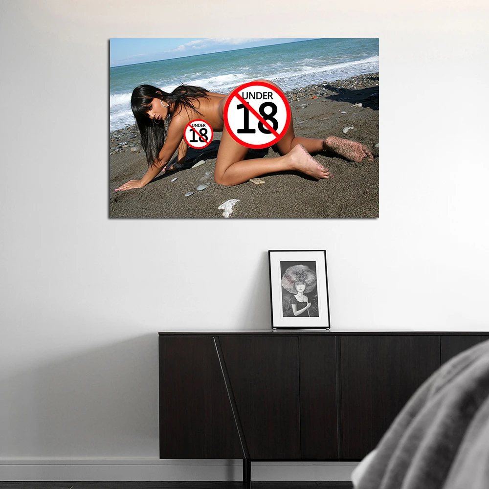 Современное настенное искусство без цензуры пляжное сексуальное брюнетка для