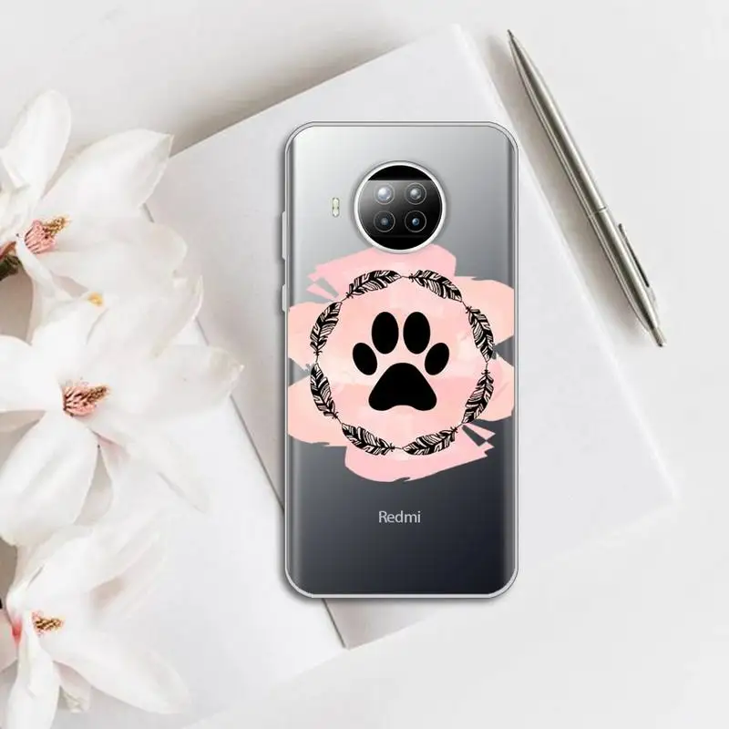

Cat Dog Paw Animal Phone Case Transparent for Xiaomi Redmi note 10 t 8 9 pro lite 11