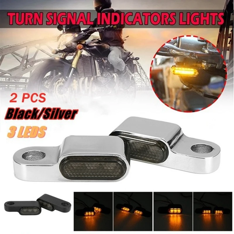 

2PCS 12V Motorcycle Indicators LED Turn Signal Light Handlebar Amber Signal Lamp Blinker,Brake Clutch Lever Mount
