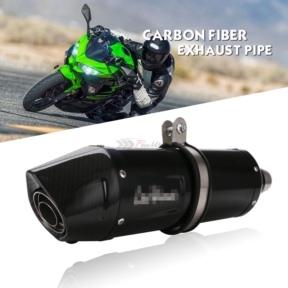 Universal 51mm True Carbon Fiber Motorcycle Exhaust Modified Muffler Pipe Scooter Pit Bike For Yamaha Kawasaki Ninja Suzuki | Автомобили и