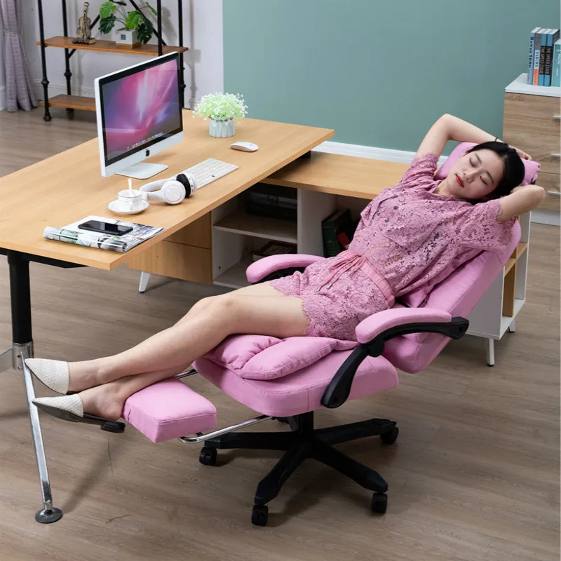 

Hot Pink Computer Chair Home cloth art Leisure Chairs boss Chair Swivel Lifting Chairs Massage Recliner chaise