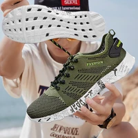 2022 large size light weight running shoes men summer breathable outdoor fashion air mesh sneakers footwear boys black gym shoes