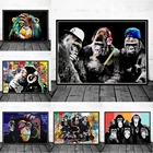 Настенная картина Акварельная мышления обезьяна, абстрактный постер с изображением животных, без рамки, домашний декор, картина для комнаты