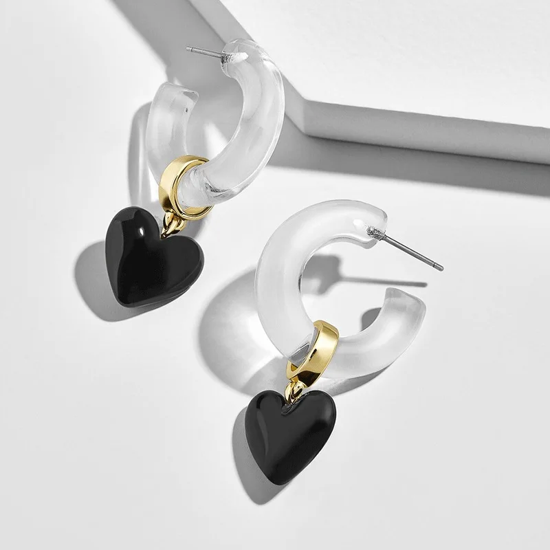 Модные женские прозрачные акриловые серьги капающие масло Любовное сердце