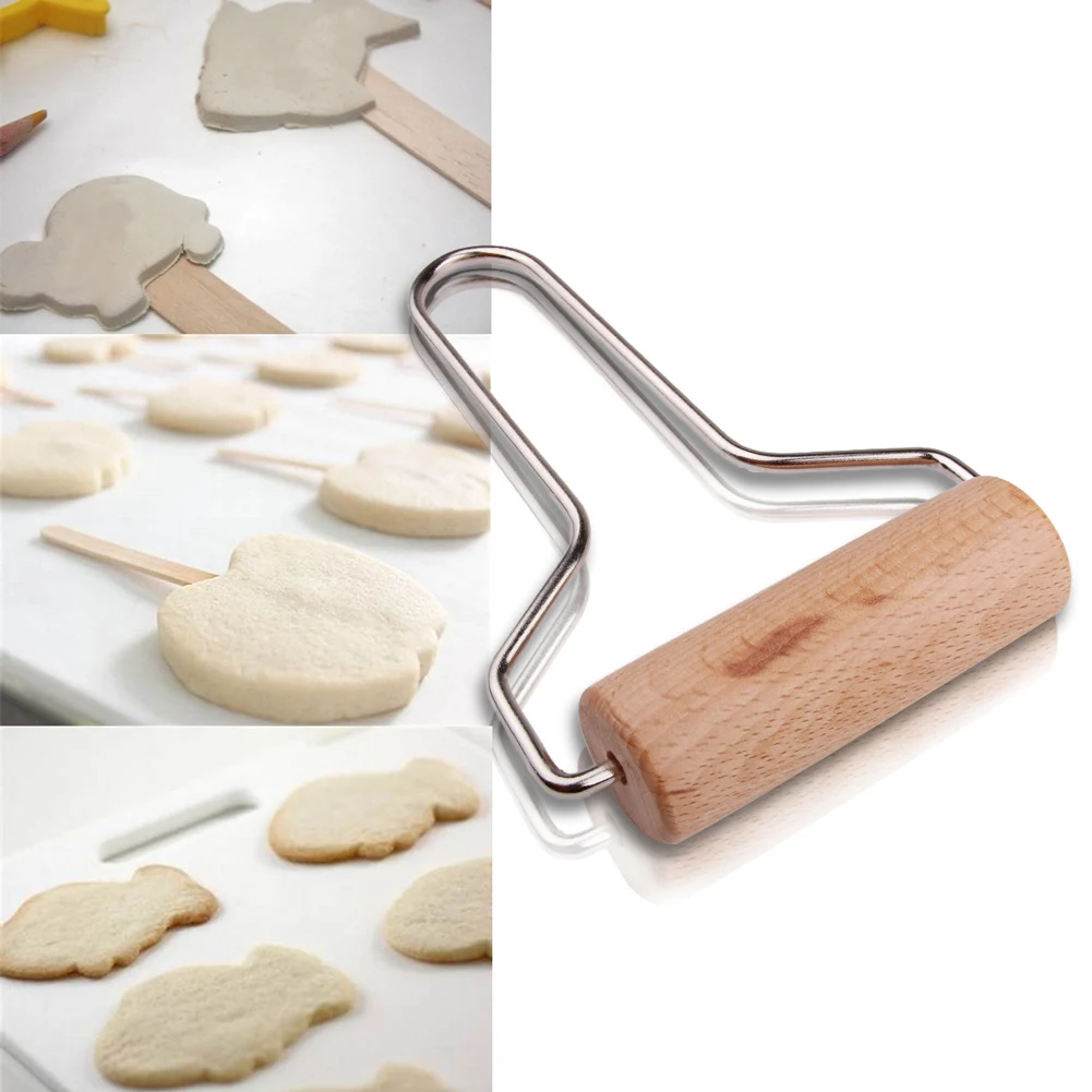 Kitchen Sculpey Craft Arts Ceramics Rolling Tool Manual Polymer Stainless Steel Ergonomic Useful Practical Handle Wood Stamping | Дом и сад