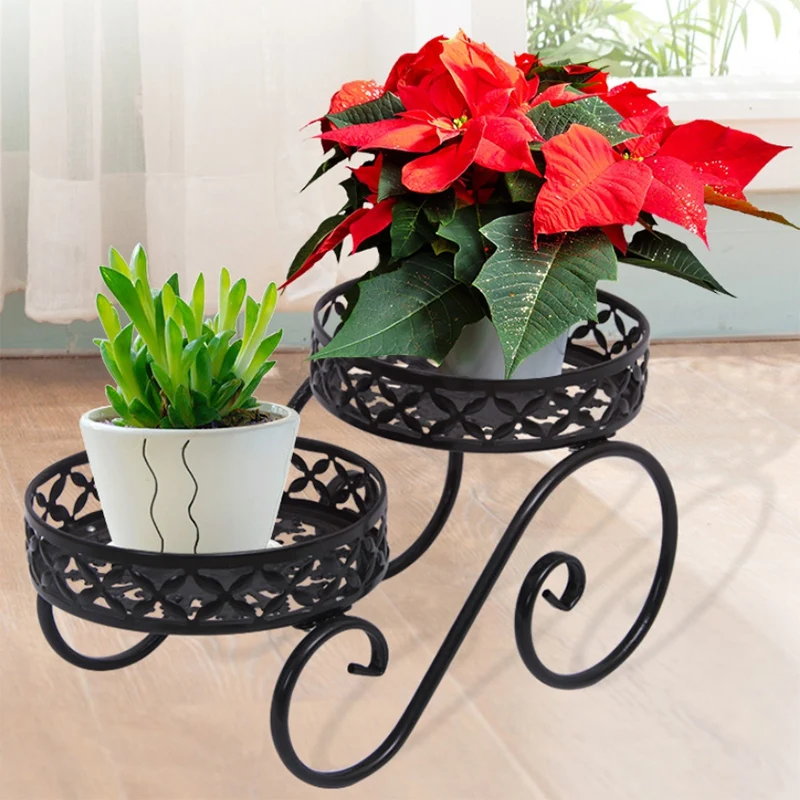 

Plant Flower Pot Rack,Simple Flower Stand Balcony Iron Flower Rack for Outdoor and Indoor Garden Patio Shelves,Black