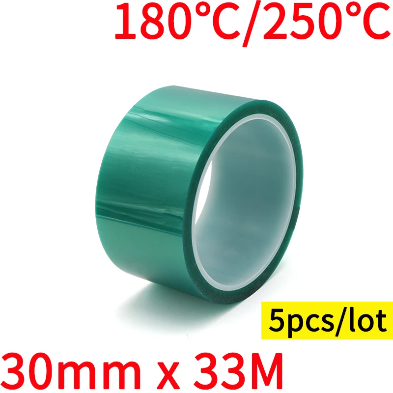 

5pcs 30mm x 33M Green PET Film Tape High Temperature Heat Resistant PCB Solder SMT Plating Spray Paint Insulation Protection